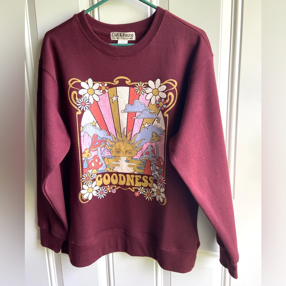 Cut & Paste Women’s Goodness Maroon Sweatshirt Size Medium